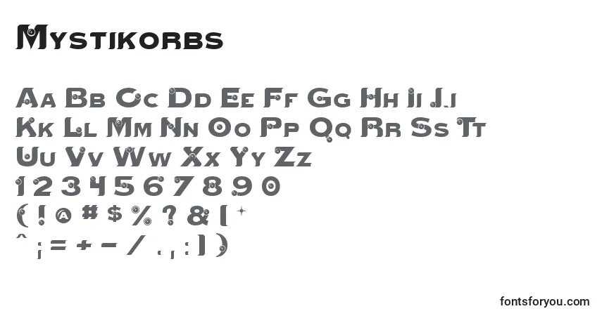 A fonte Mystikorbs – alfabeto, números, caracteres especiais