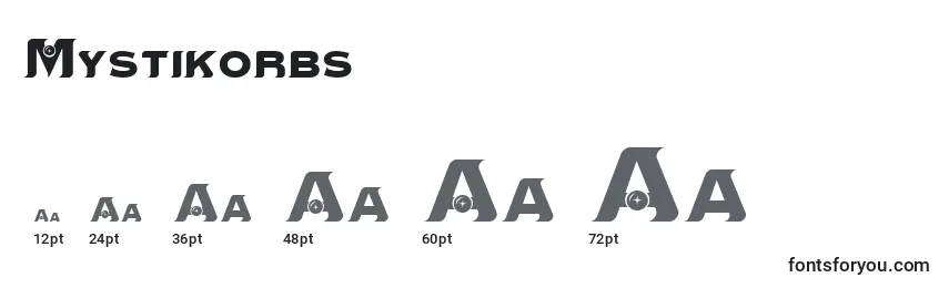 Размеры шрифта Mystikorbs