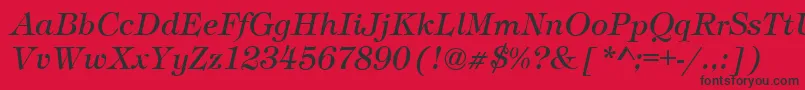 Czcionka TimberItalic – czarne czcionki na czerwonym tle