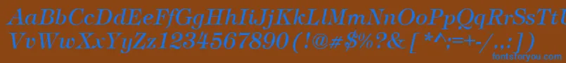 フォントTimberItalic – 茶色の背景に青い文字
