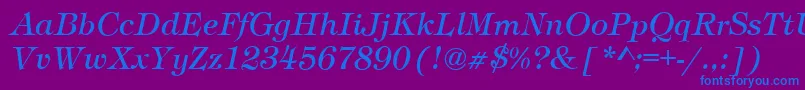 TimberItalic-Schriftart – Blaue Schriften auf violettem Hintergrund