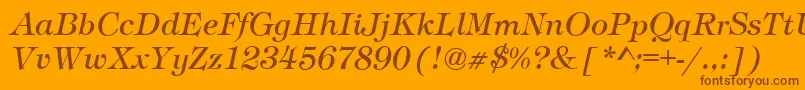 フォントTimberItalic – オレンジの背景に茶色のフォント