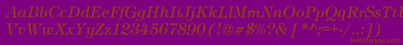 フォントTimberItalic – 紫色の背景に茶色のフォント