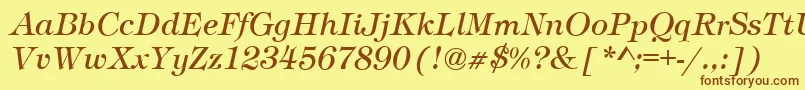 Czcionka TimberItalic – brązowe czcionki na żółtym tle
