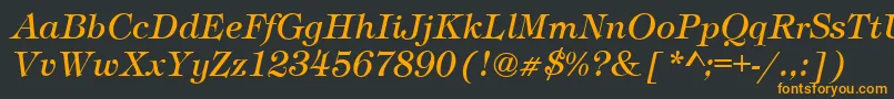TimberItalic-fontti – oranssit fontit mustalla taustalla