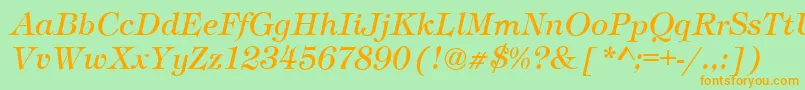 TimberItalic Font – Orange Fonts on Green Background