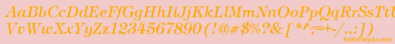 TimberItalic-fontti – oranssit fontit vaaleanpunaisella taustalla