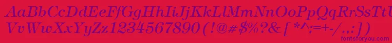 TimberItalic Font – Purple Fonts on Red Background