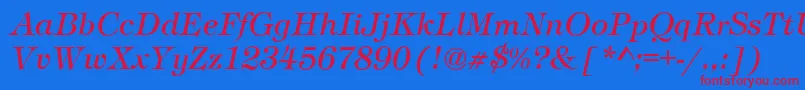 Fonte TimberItalic – fontes vermelhas em um fundo azul