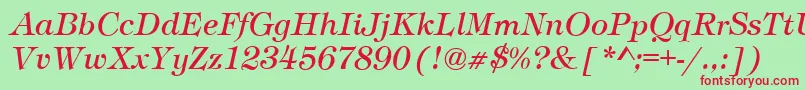 TimberItalic Font – Red Fonts on Green Background