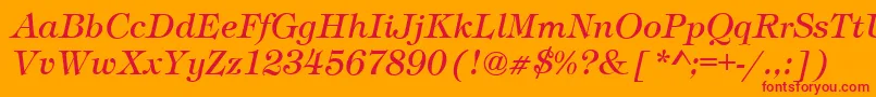 Czcionka TimberItalic – czerwone czcionki na pomarańczowym tle
