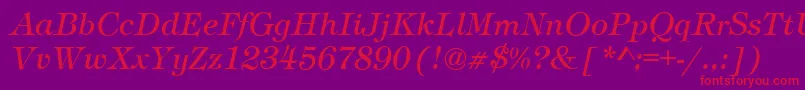 TimberItalic Font – Red Fonts on Purple Background