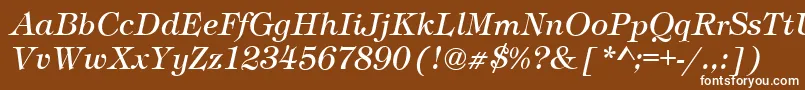 TimberItalic-fontti – valkoiset fontit ruskealla taustalla