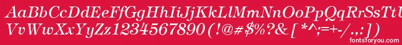 TimberItalic-Schriftart – Weiße Schriften auf rotem Hintergrund