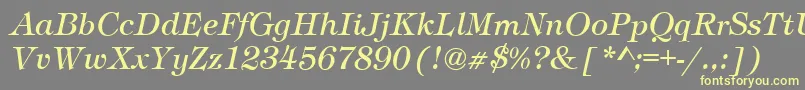 TimberItalic-Schriftart – Gelbe Schriften auf grauem Hintergrund