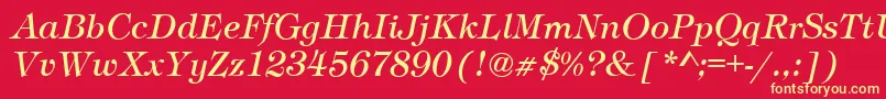 Fonte TimberItalic – fontes amarelas em um fundo vermelho