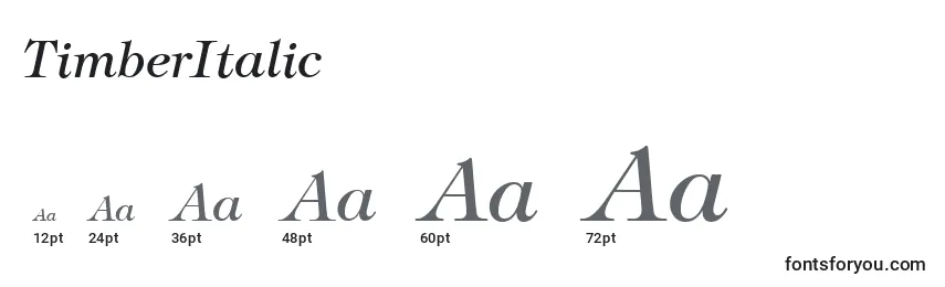 Размеры шрифта TimberItalic