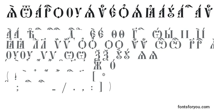 Fuente StarouspenskayaCapsKucsSpacedout - alfabeto, números, caracteres especiales
