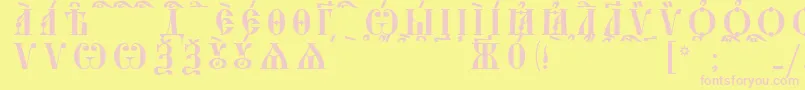 StarouspenskayaCapsKucsSpacedout Font – Pink Fonts on Yellow Background