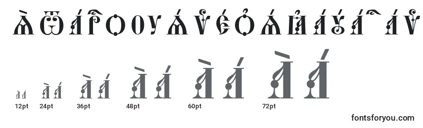 Größen der Schriftart StarouspenskayaCapsKucsSpacedout