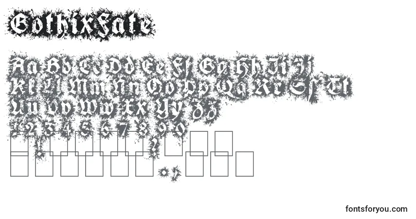 Schriftart GothixFate – Alphabet, Zahlen, spezielle Symbole