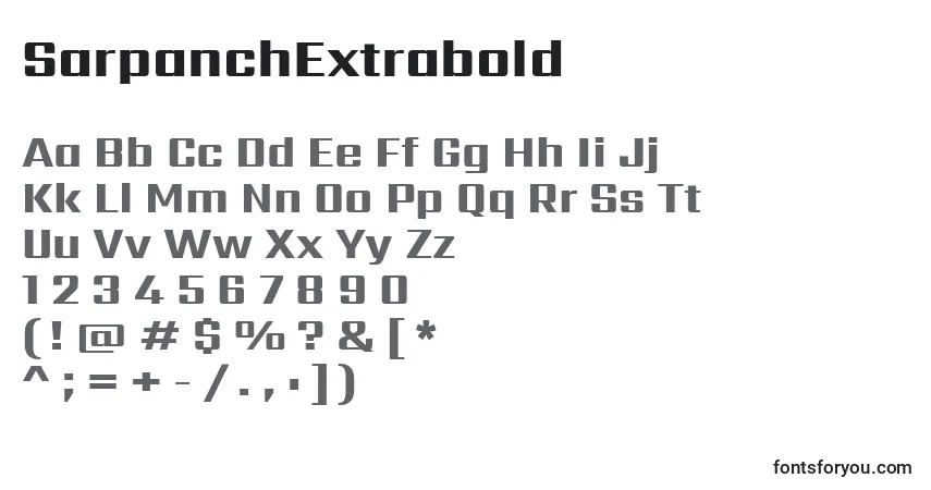Шрифт SarpanchExtrabold – алфавит, цифры, специальные символы