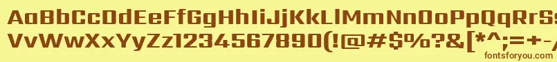 フォントSarpanchExtrabold – 茶色の文字が黄色の背景にあります。