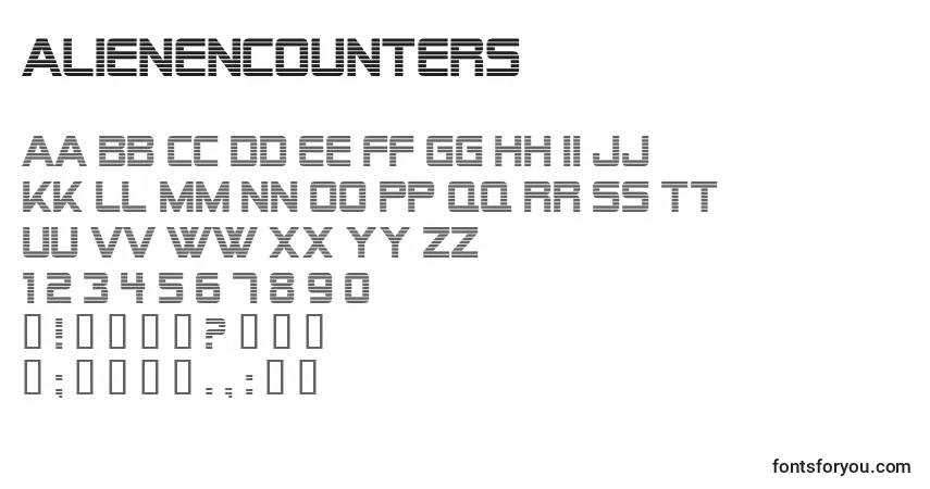 Fuente AlienEncounters - alfabeto, números, caracteres especiales