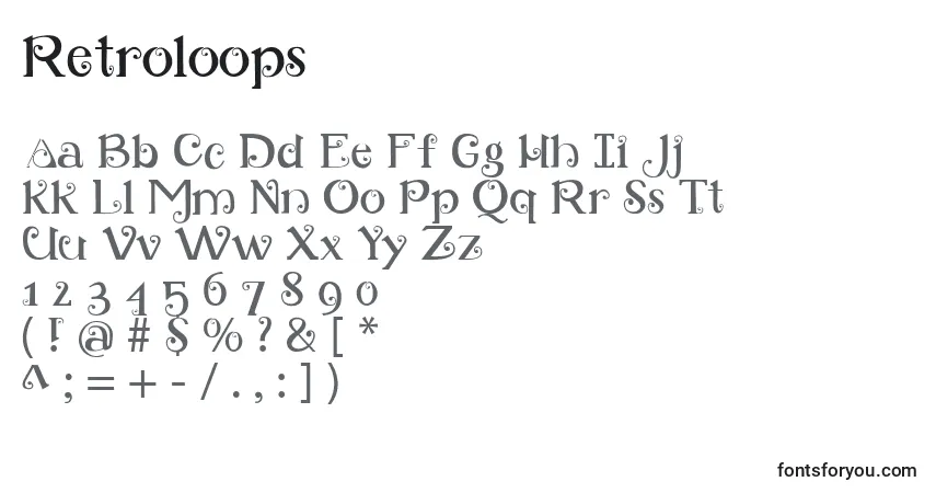 A fonte Retroloops – alfabeto, números, caracteres especiais