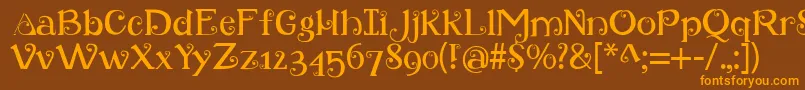 Retroloops-Schriftart – Orangefarbene Schriften auf braunem Hintergrund