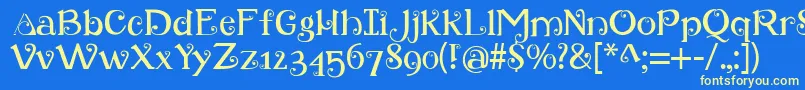 Retroloops Font – Yellow Fonts on Blue Background