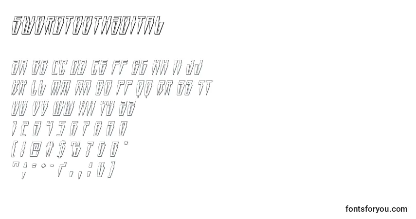 A fonte Swordtooth3Dital – alfabeto, números, caracteres especiais