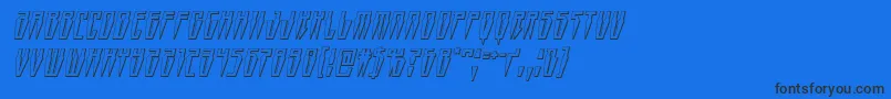 Swordtooth3Dital-Schriftart – Schwarze Schriften auf blauem Hintergrund