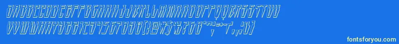 Swordtooth3Dital-Schriftart – Gelbe Schriften auf blauem Hintergrund