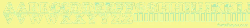 Fonte LmsPeopleInTheNeighborhood – fontes verdes em um fundo amarelo