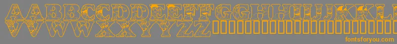 LmsPeopleInTheNeighborhood-Schriftart – Orangefarbene Schriften auf grauem Hintergrund