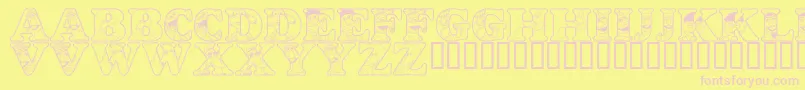 LmsPeopleInTheNeighborhood Font – Pink Fonts on Yellow Background