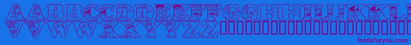 LmsPeopleInTheNeighborhood-Schriftart – Violette Schriften auf blauem Hintergrund
