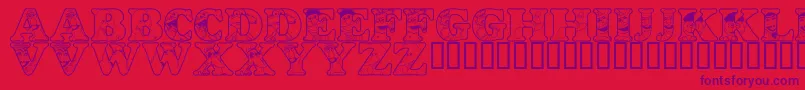 LmsPeopleInTheNeighborhood-Schriftart – Violette Schriften auf rotem Hintergrund