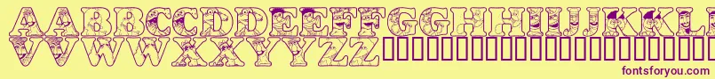 LmsPeopleInTheNeighborhood Font – Purple Fonts on Yellow Background