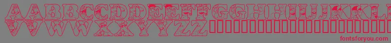 LmsPeopleInTheNeighborhood-Schriftart – Rote Schriften auf grauem Hintergrund