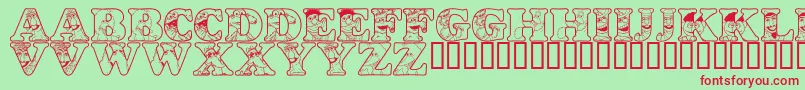 LmsPeopleInTheNeighborhood Font – Red Fonts on Green Background