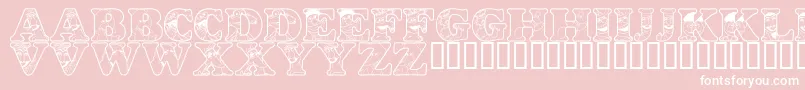 Fonte LmsPeopleInTheNeighborhood – fontes brancas em um fundo rosa