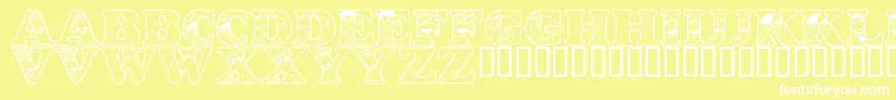 Шрифт LmsPeopleInTheNeighborhood – белые шрифты на жёлтом фоне