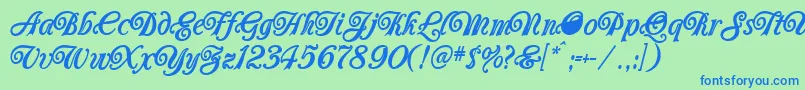 Carrington Font – Blue Fonts on Green Background