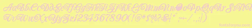 Carrington Font – Pink Fonts on Yellow Background