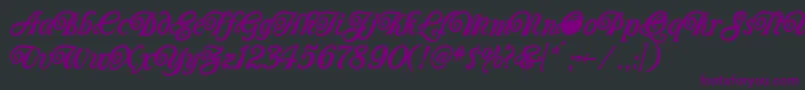 Carrington-Schriftart – Violette Schriften auf schwarzem Hintergrund