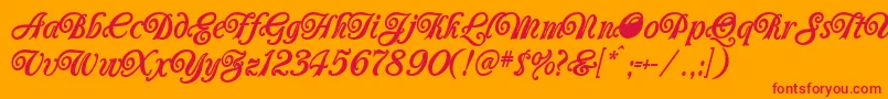 Carrington-Schriftart – Rote Schriften auf orangefarbenem Hintergrund