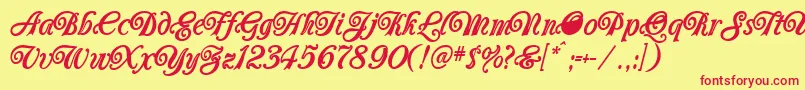 フォントCarrington – 赤い文字の黄色い背景