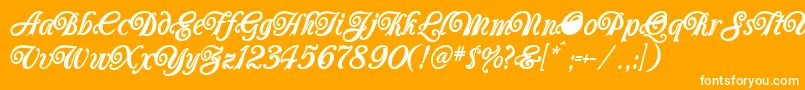 Carrington-Schriftart – Weiße Schriften auf orangefarbenem Hintergrund